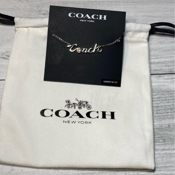 Coach Script Logo Silver Necklace - Picture 3 of 6